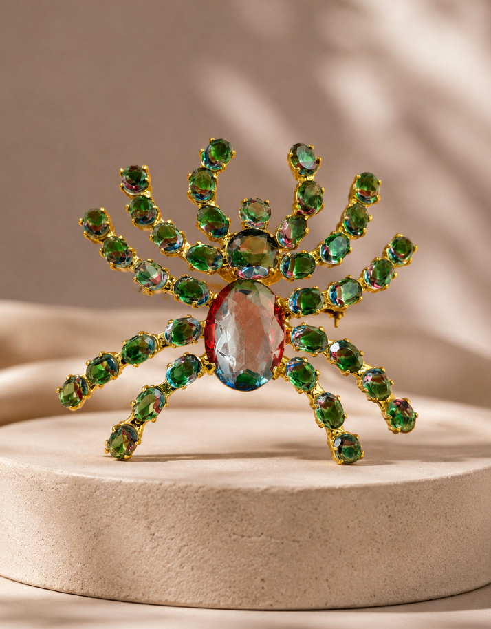 Brož „Pavouk Emerald“